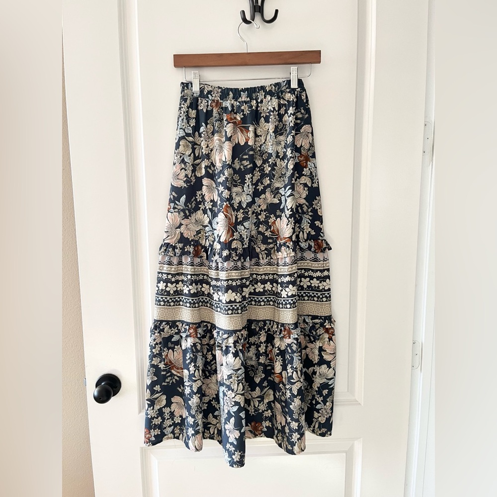 Sienna Sky Navy Floral Maxi Skirt - Picture 3 of 8